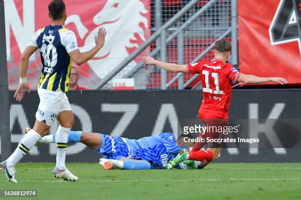 Irfan Can Egribayat of Fenerbahce, Daan Rots of FC Twente during the EURO match between Fc Twente v Fenerbahce at the De Grolsch Veste on August 31,...