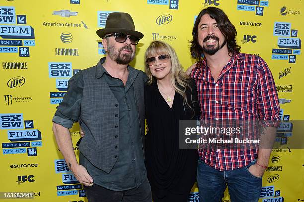 Musicians Dave Stewart, Stevie Nicks and Dave Grohl arrive at the screening of "In Your Dreams:Stevie Nicks" during the 2013 SXSW Music, Film +...