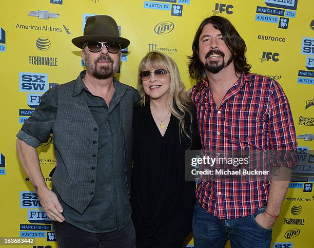 Musicians Dave Stewart, Stevie Nicks and Dave Grohl arrive at the screening of "In Your Dreams:Stevie Nicks" during the 2013 SXSW Music, Film +...