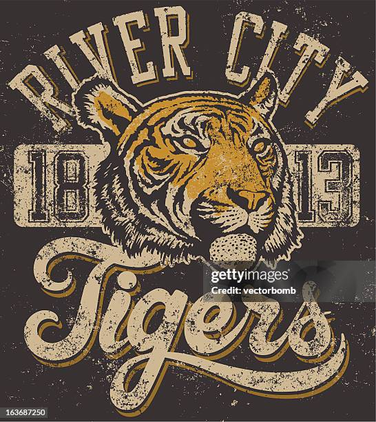 stockillustraties, clipart, cartoons en iconen met traditional vintage tiger mascot design - mascotte