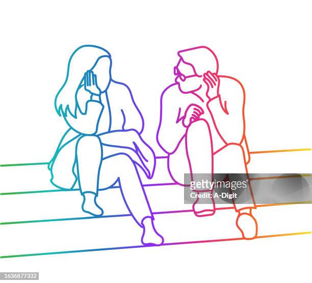 deep listening relationship skills rainbow - listening stock illustrations