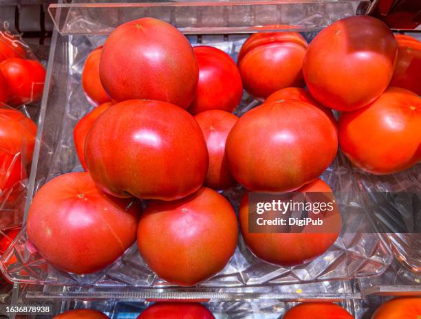 red tomatoes (solanum lycopersicum) - raw acrylic stock pictures, royalty-free photos & images