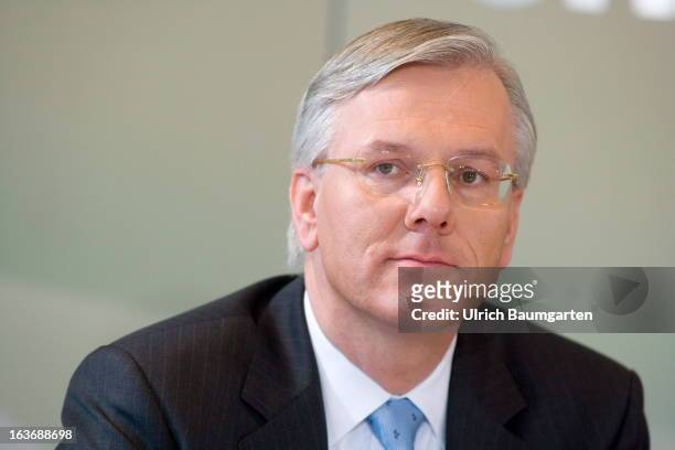 Christoph Franz, Chief Executive Officer of Deutsche Lufthansa AG, attends the annual news conference to announce the 2012 financial results on March...