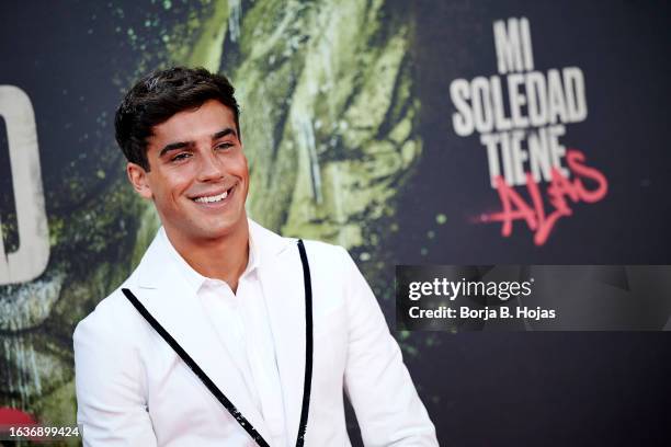 Oscar Casas attends the film premiere of "Mi Soledad Tiene Alas" at Kinepolis Cinema on August 24, 2023 in Madrid, Spain.