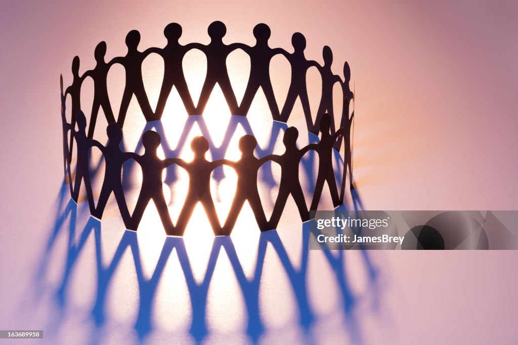 Uniti nell'anello di squadra; rete, unità, famiglia, Team