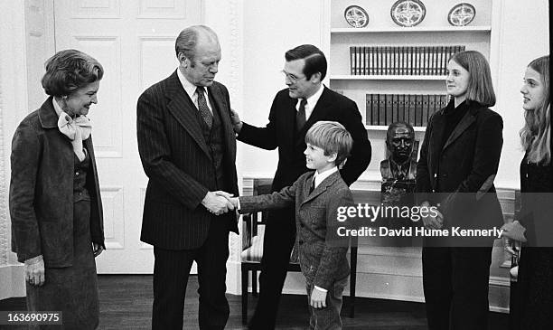 Vice President Dick Cheney photographed from 1975 to 2006 in Washington, DC. Pictured,l-r, is Betty Ford, President Gerald Ford, and Donald Rumsfeld.