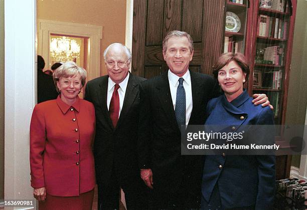 Vice President Dick Cheney photographed from 1975 to 2006 in Washington, DC. Pictured l-r, Lynne and Dick Cheney with President George W. Bush and...