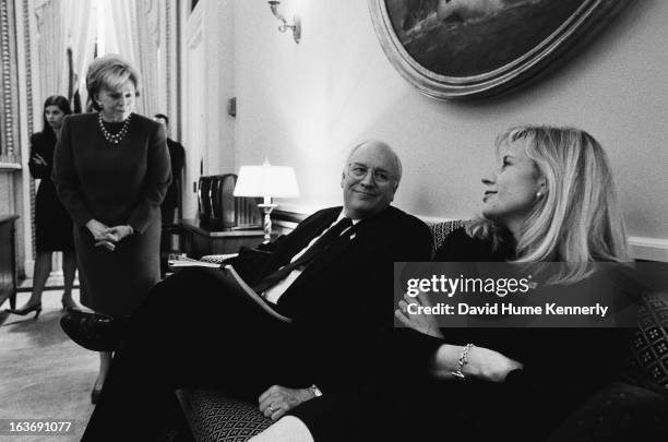 Vice President Dick Cheney photographed from 1975 to 2006 in Washington, DC. Dick Cheney with his wife Lynne to his right and daughter Liz to his...