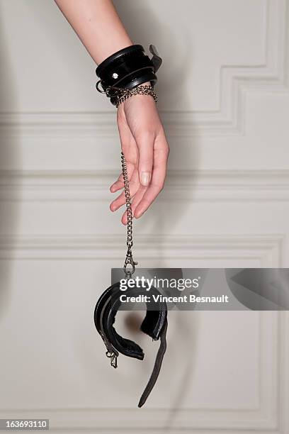 a hand tied handcuffs. - s & m stock pictures, royalty-free photos & images