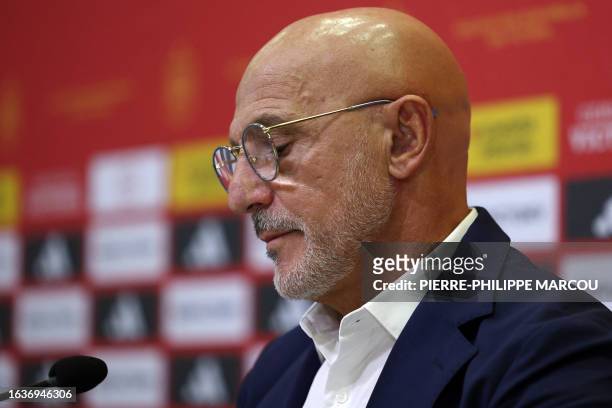 Spain's coach Luis de la Fuente holds a press conference to announce the list of summoned players ahead of the EURO 2024 qualifying football matches...