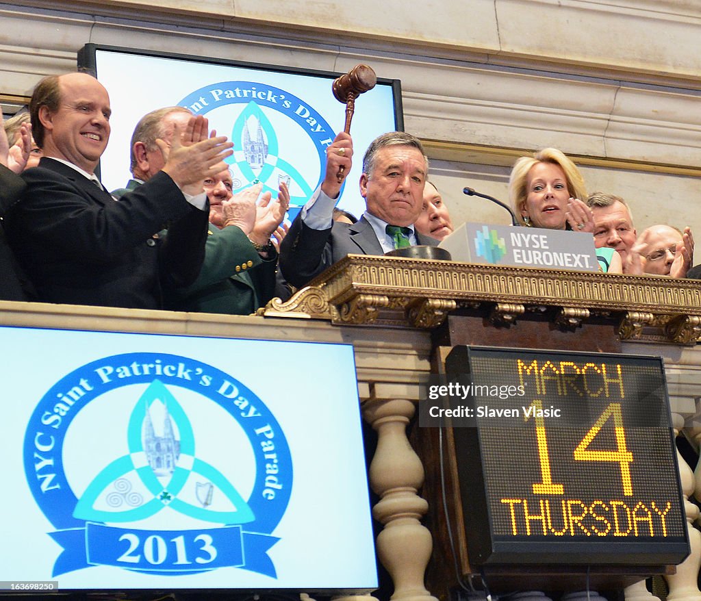 252nd New York City St. Patrick's Day Parade Grand Marshal Alfred E. Smith IV Rings The NYSE Closing Bell