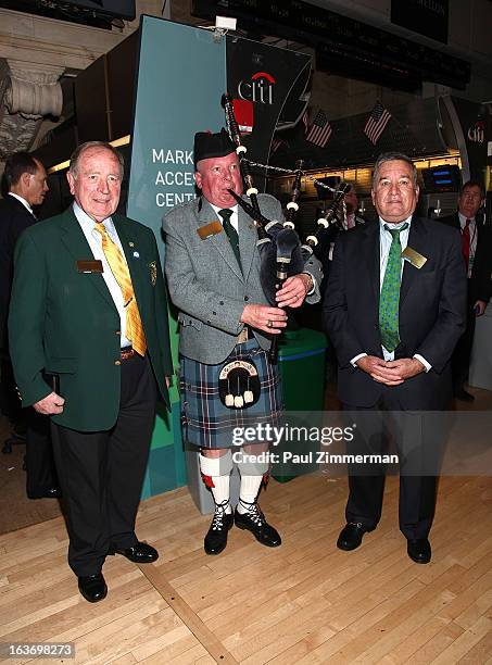 John Dunleavy, Joe Brady and Alfred E. Smith IV, the 252nd Grand Marshal of the New York City Saint Patrick's Day Parade and Joe Brady ring the...