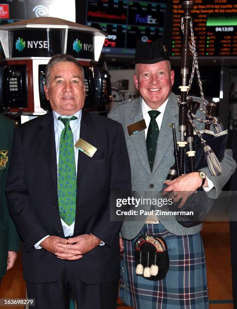 Alfred E. Smith IV 252nd New York City Saint Patrick's Day Parade Grand Marsha and Joe Brady ring the closing bell at the New York Stock Exchange on...