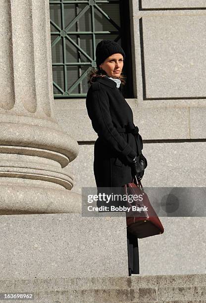 Bridget Moynahan filming on location for "Blue Bloods" on March 14, 2013 in New York City.