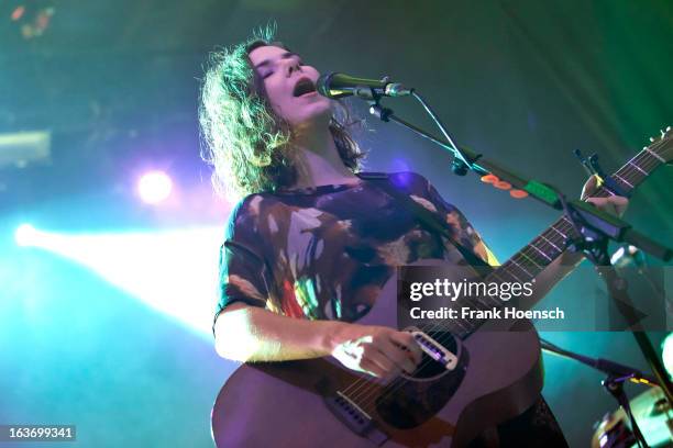 Icelandic singer Nanna Bryndis Hilmarsdottir of Of Monsters and Men perform live during a concert at the Columbiahalle on March 14, 2013 in Berlin,...