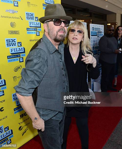 Musicians Dave Stewart and Stevie Nicks arrive at the screening of "In Your Dreams:Stevie Nicks" during the 2013 SXSW Music, Film + Interactive...