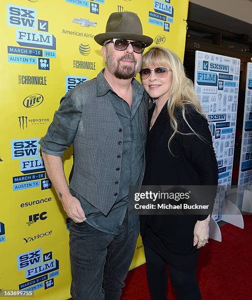 Musicians Dave Stewart and Stevie Nicks arrive at the screening of "In Your Dreams:Stevie Nicks" during the 2013 SXSW Music, Film + Interactive...