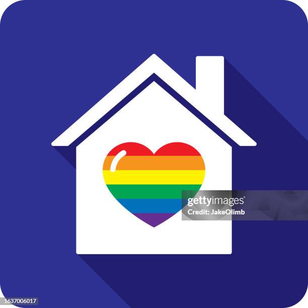house rainbow heart icon silhouette - equal housing symbol stock illustrations