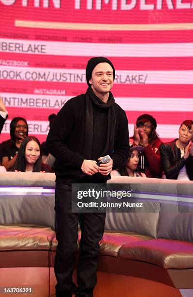 Justin Timberlake visits BET's "106 & Park" at BET Studios on March 14, 2013 in New York City.