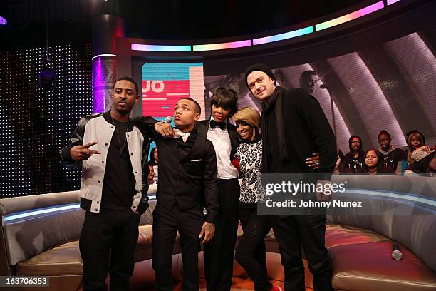 Park' hosts Shorty Da Prince, Bow Wow, Paigion, and Ms. Mykie welcome recording artist Justin Timberlake to BET's "106 & Park" at BET Studios on...