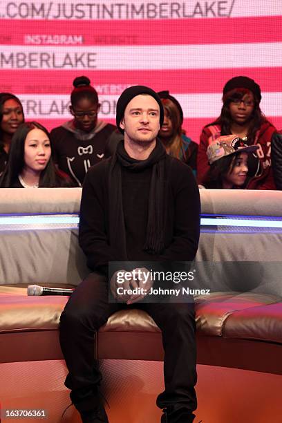 Justin Timberlake visits BET's "106 & Park" at BET Studios on March 14, 2013 in New York City.