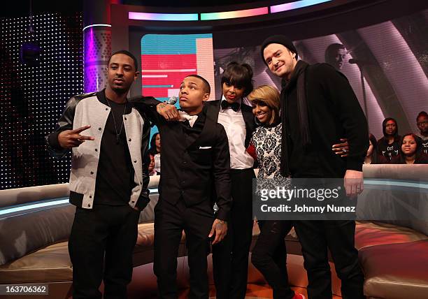 Park' hosts Shorty Da Prince, Bow Wow, Paigion, and Ms. Mykie welcome recording artist Justin Timberlake to BET's "106 & Park" at BET Studios on...