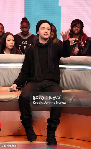 Justin Timberlake visits BET's "106 & Park" at BET Studios on March 14, 2013 in New York City.