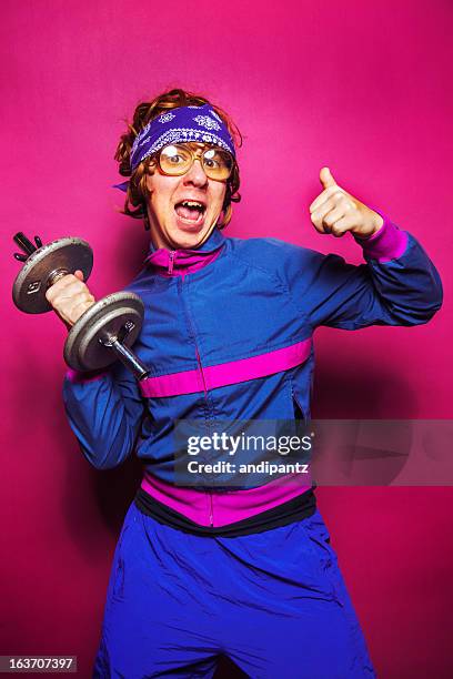 nerdy workout dude - headband stock pictures, royalty-free photos & images