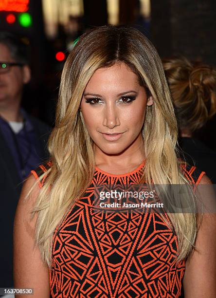 Actress Ashley Tisdale attends the "Spring Breakers" premiere at ArcLight Cinemas on March 14, 2013 in Hollywood, California.