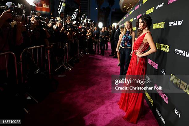 Actress Selena Gomez attends the "Spring Breakers" premiere at ArcLight Cinemas on March 14, 2013 in Hollywood, California.