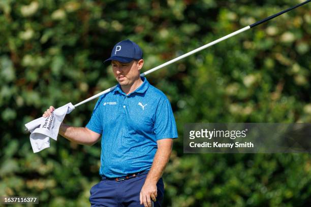 Graeme Robertson on the 4th hole on the Final Day of the Loch Lomond Whiskies Scottish PGA Championship at Scotscraig Golf Club on September 1, 2023...