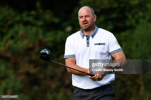 Craig Lee tees off at the 5th hole on the Final Day of the Loch Lomond Whiskies Scottish PGA Championship at Scotscraig Golf Club on September 1,...