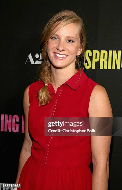 Actress Heather Morris attends the "Spring Breakers" premiere at ArcLight Cinemas on March 14, 2013 in Hollywood, California.