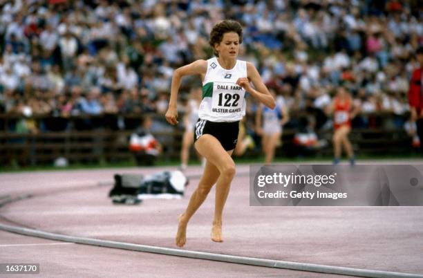 Zola Budd of Great Britain in action during the Dale Farm Ulster Challenge in Northern Ireland. \ Mandatory Credit: Allsport UK /Allsport