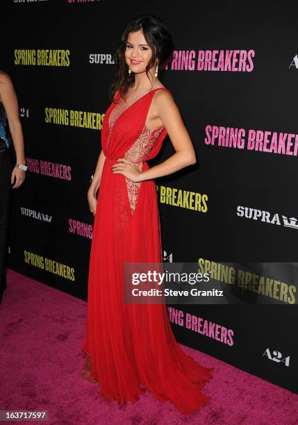 Actress Selena Gomez attends the "Spring Breakers" Los Angeles Premiere at ArcLight Hollywood on March 14, 2013 in Hollywood, California.