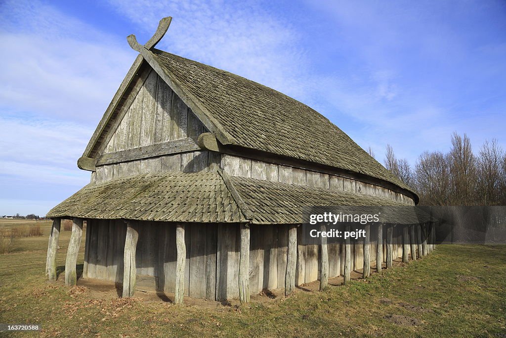 Viking Longhouse at Trelleborg circular fort, Denmark