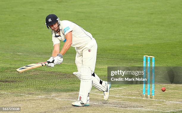 Cameron White of Victoria bats during day two of the Sheffield Shield match between the Tasmania Tigers and the Victoria Bushrangers at Blundstone...