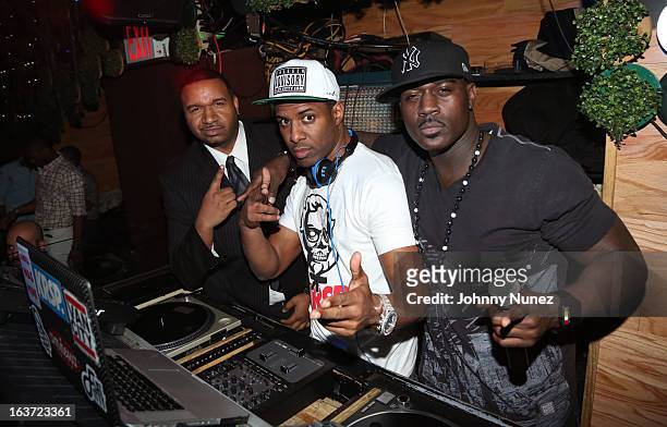 Suss One, DJ Whoo Kid and Tali Gore attend Coco's Birthday Party at Greenhouse on March 14, 2013 in New York City.