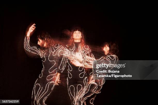 Musician Juliette Armanet poses for a portrait shoot for Madame Figaro on September 16, 2022 in Paris, France.