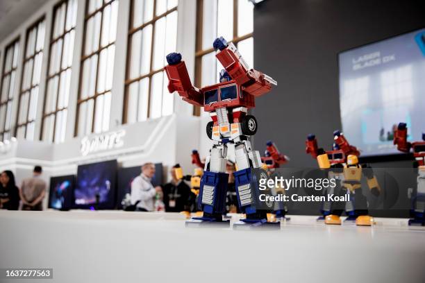 Robots made by Robosen a exhibited during theat the 2023 IFA consumer electronics and home appliances trade fair on September 1, 2023 in Berlin,...