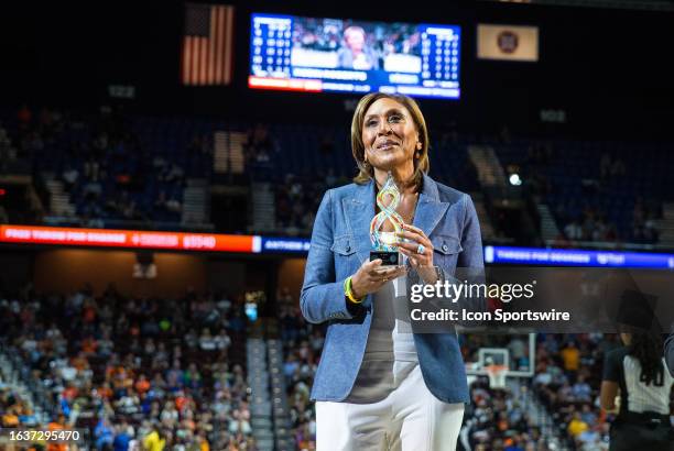 Good Morning America co-anchor Robin Roberts receives the Women of Inspiration Award during a WNBA game between Phoenix Mercury and Connecticut Sun...