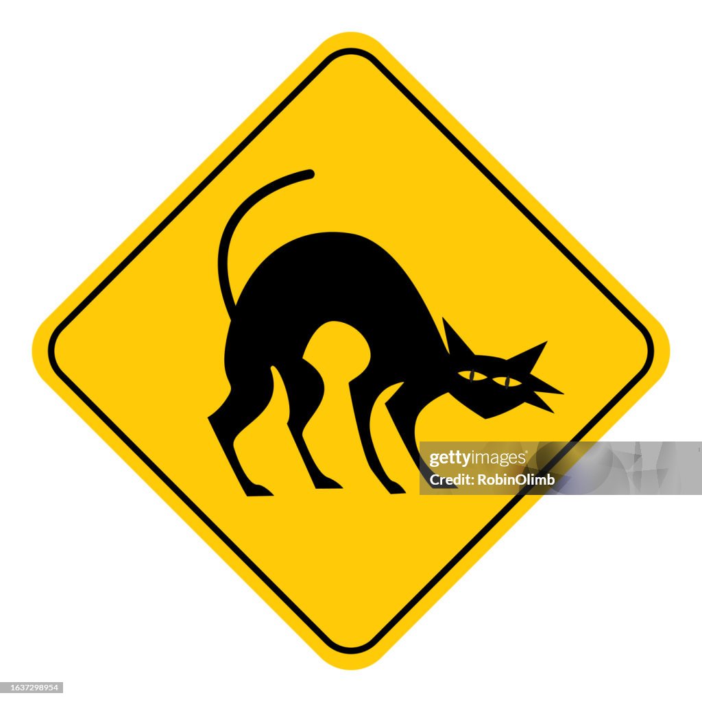 Segno stradale del gatto di Halloween