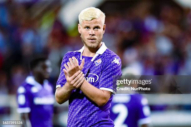 Aleksandr Kokorin of ACF Fiorentina looks on during the UEFA Conference League Play-Off leg two match between ACF Fiorentina and SK Rapid Wien at...