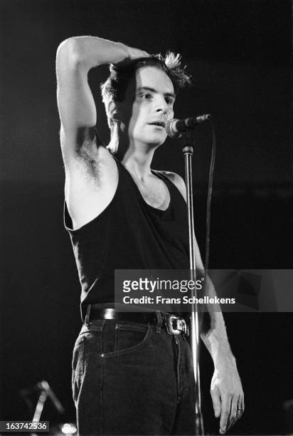 17th SEPTEMBER: Ricky Ross from Scottish group Deacon Blue performs live on stage at the Paradiso in Amsterdam, Netherlands on 17th September 1987.