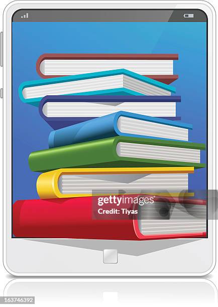 e-book reader - reading email stock illustrations