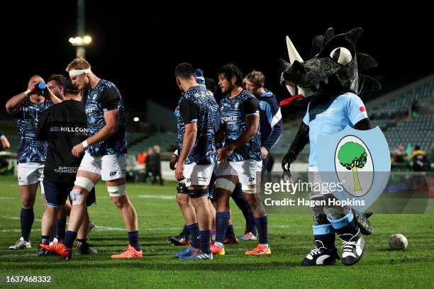 Northland's Taniwha mascot looks on during the round four Bunnings Warehouse NPC match between Manawatu and Northland at Central Energy Trust Arena,...