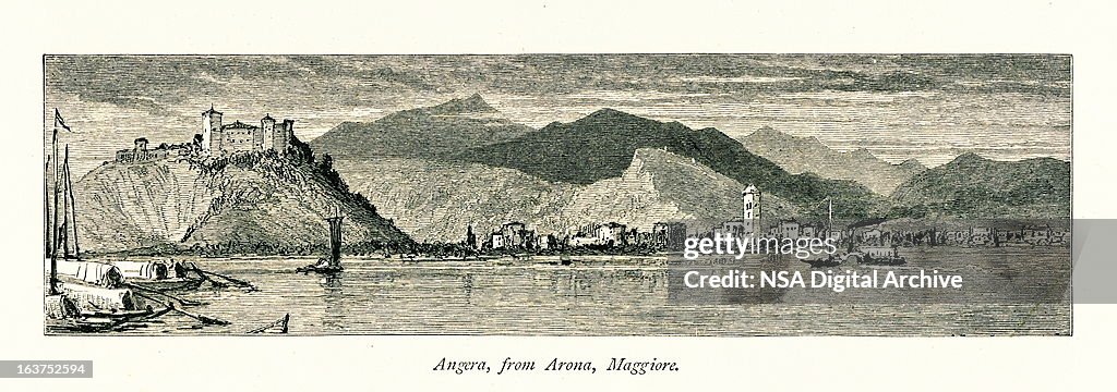 Angera, Italy I Antique European Illustrations