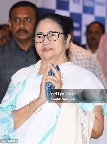 Chief Minister of West Bengal Mamata Banerjee arrives to attend a meeting of INDIA, an alliance of opposition parties, in Mumbai, India, 01...