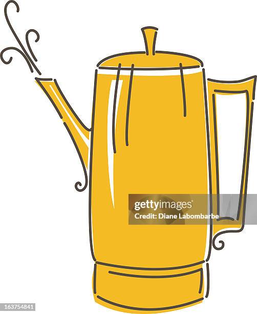 retro sketchy coffee pot - empty coffee pot stock illustrations