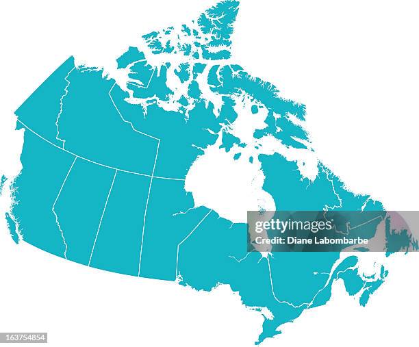 ilustraciones, imágenes clip art, dibujos animados e iconos de stock de detallado vector map of canada con provincial de fronteras en blanco. - canadá